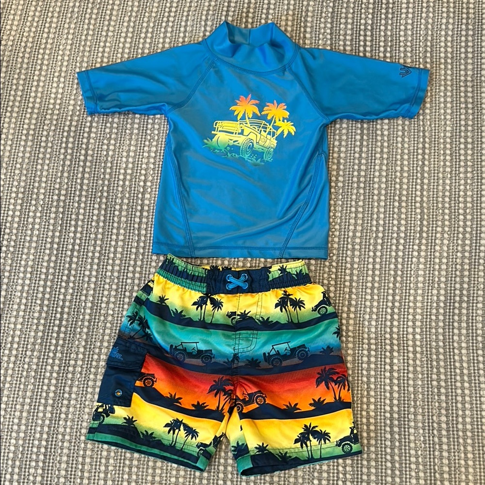 Blue Kids Swim Set with Rainbow Shorts